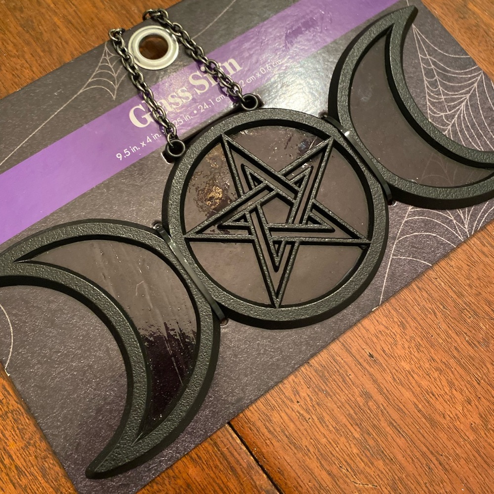 Witch Wiccan Pentacle Moon Window Suncatcher Hanging Decoration